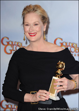 Meryl Streep is glowing after collecting a Golden Globe for her portrayal of Julia Child in 'Julie and Julia.'
