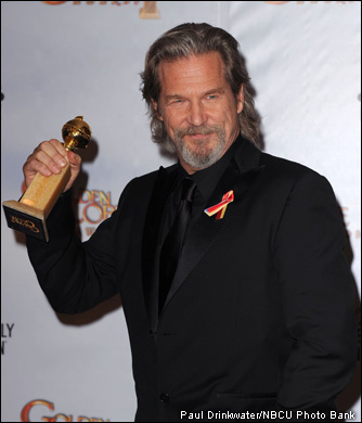 'Crazy Heart' leading man Jeff Bridges holds his Golden Globe for best actor-drama in the press room at the 67th annual Golden Globes.