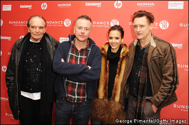 Director Michael Winterbottom poses with thesps Tom Bower, Jessica Alba and Bill Pullman at 'The Killer Inside Me' preem in Park City.