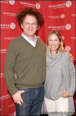 Actor John C. Reilly (L) and helmer Tamra Davis attend the unvailing of 'Jean-Michel Basquiat: The Radiant Child' during the 2010 Sundance Film Fest.