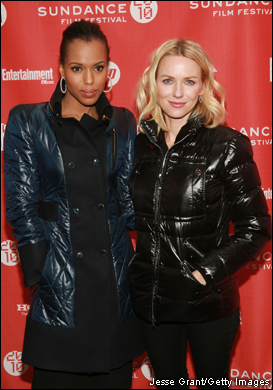 Actors Kerry Washington and Naomi Watts attend the 'Mother and Child' preem at the Racquet Club Theatre in Park City, Utah.