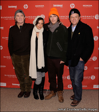 Actors Kevin Kline, Katie Holmes, Pail Dano and John C. Reilly pose at 'The Extra Man' preem in Park City, Utah.
