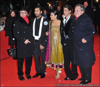 Festival director Dieter Kosslick, director Karan Johar, actress Kajol Devgan and actor Shah Rukh Khan attend the 'My Name Is Khan' premiere during day two of the 60th Berlin International Film Festival.