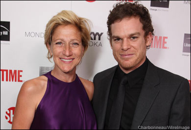 Edie Falco and Michael C. Hall at Showtime's 2010 Emmy Nominees Party on August 28, 2010 at Skybar at Mondrian in West Hollywood, California.