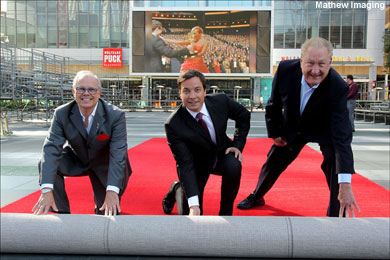 Academy of Television Arts & Sciences Chairman & CEO John Shaffner, host Jimmy Fallon and Executive Producer Don Mischer rollout the red carpet at the 62nd Primetime Emmy's Press Preview Day at Nokia Theatre L.A. Live.