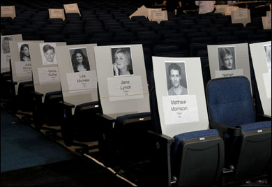 A look at the Emmy seating arrangements inside the Nokia Theater in Los Angeles.