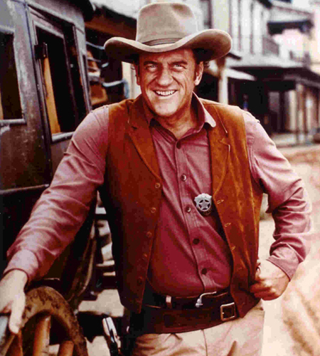 James Arness on the set of "Stagecoach." Courtesy CBS