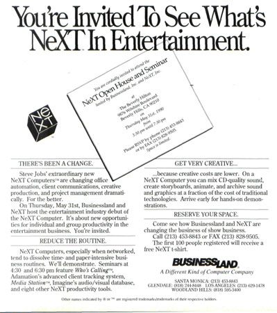 1990: NeXT ad in Variety
