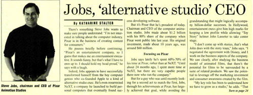 1996: Jobs, 'alternative studio' CEO