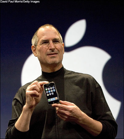2007: Steve Jobs holds up the new iPhone.