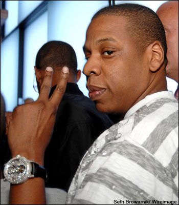 Jay-Z on hand for Kanye West's 30th birthday bash at Louis Vuitton, New York City, New York - June 7, 2007