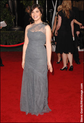 Actress America Ferrera arrives to the 14th Annual Screen Actors Guild Awards at the Shrine Auditorium on January 27, 2008 in Los Angeles, California.
