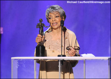 Actress Ruby Dee on stage at the 14th Annual Screen Actors Guild Awards at the Shrine Auditorium on January 27, 2008 in Los Angeles, California.